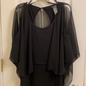 Bisou Bisou draped Black dress midi size 8
